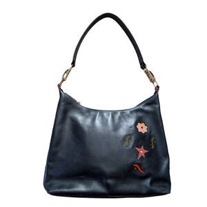 Braune Italian Leather Blue‎ Lazer Cute Floral Purse Shoulder Bag